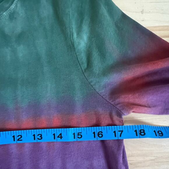 Raquel Allegra Tie Dye Cotton Henley T-Shirt Short Sleeve Sz 1 Small Boho Hippie - Picture 8 of 10